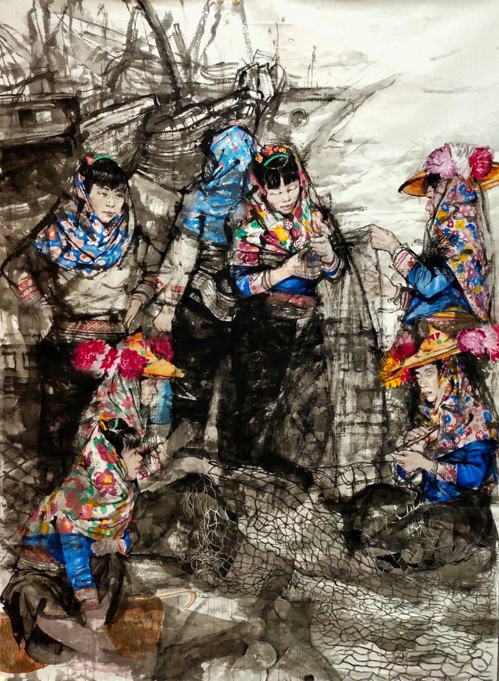 翁健凯国画作品《姊妹》.JPG 翁健凯国画作品《姊妹》.JPG